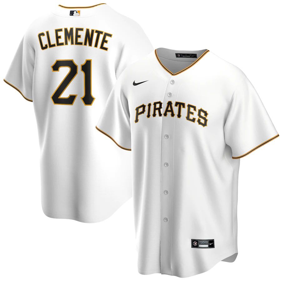 Mens Pittsburgh Pirates 21 Roberto Clemente Nike White Home Replica Player Name MLB Jerseys